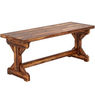 OUTSUNNY Banco De Jard&iacute;n De Madera, Banco R&uacute;stico Exterior De 2 Plazas Con Base En Forma De X, Carga 240 Kg Para Patio Balc&oacute;n 114x40x46 Cm Carbonizado