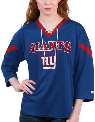 Starter Womens Starter Royal New York Giants Rally Lace-Up 3/4 Sleeve T-Shirt at Nordstrom, Size Xx-Large