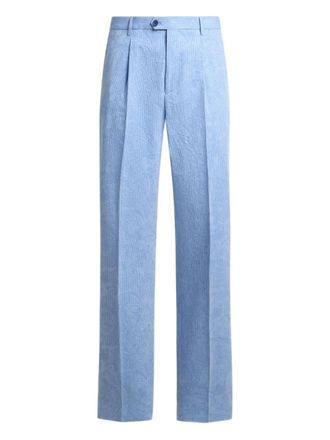 Etro floral-jacquard trousers - Blue