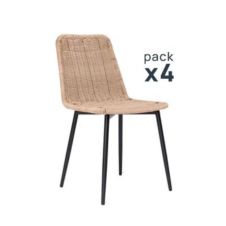Klast Packs 4 sillas fibra sint&eacute;tica natural 45 x 84 cm