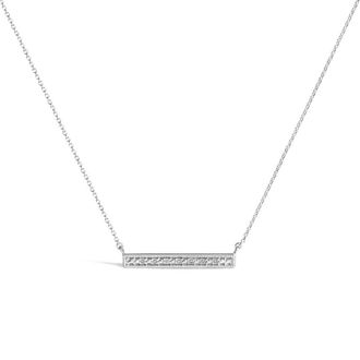 House of Brilliance Sterling Silver Diamond Accent Milgrain Bar Pendant Necklace