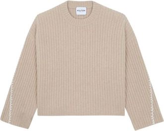 Kujten Ilana Sweater - Dames - Ronde hals truien - Beige - M - Wol - Truien & Vesten