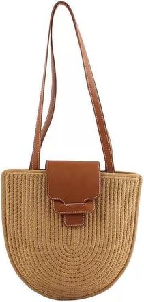 Generic Handcrafted Cotton Rope Beach Bag, Half-Circle Handle, Braided Shoulder Design, Womens Resort Handbag