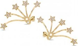 Allurez 0.27ct 14k Yellow Gold Diamond Star Ear Jacket Earrings With Studs