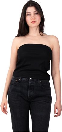Vince Strapless Wollen Top in Zwart - Dames - Tops zonder mouwen - Zwart - M - Wol - Tops