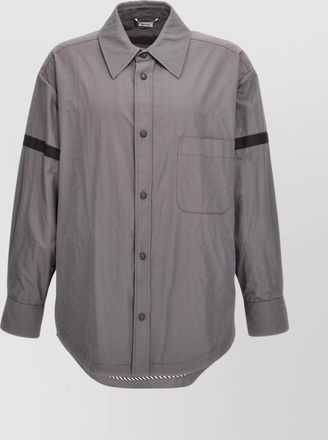 Thom Browne contrast stripe detail snap front overshirt