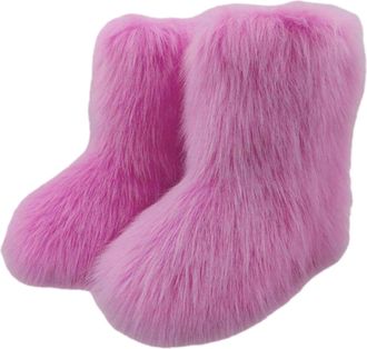 Generic Womens Faux Fur Boots, Fluffy Mid-Calf Boots, Sexy Yet Cute And Stylish, Comfortable Outdoor Flat Shoes, Warm In Winter