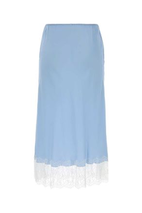 Moschino Womens Light-Blue Satin Skirt Azzurro Exterior: Acetate Silk Gonne