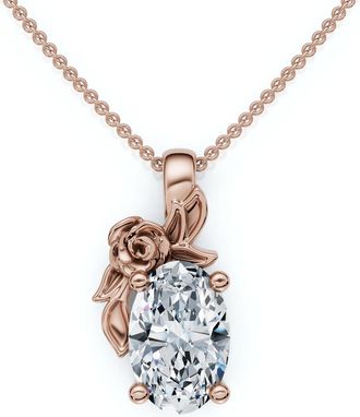 Pompeii3 1Ct Oval Diamond Pendant 14k Gold Lab Grown Necklace