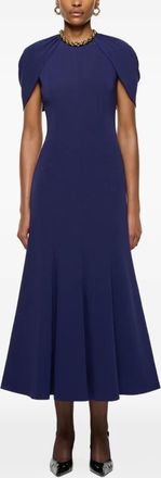Roland Mouret gathered-shawl midi dress - Blue