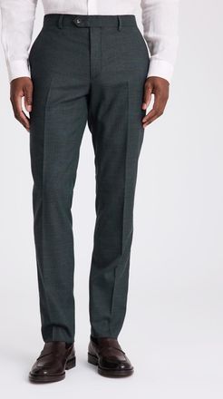 Moss Slim Fit Dark Green Puppytooth Trousers