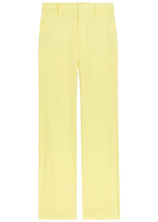 Alice & Olivia Lula Flared-leg Linen-blend Trousers - Yellow - 12 (UK16 / XL)