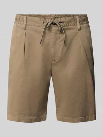 Profuomo Straight Fit Shorts mit Bundfalten in Khaki, Gr&ouml;&szlig;e 52