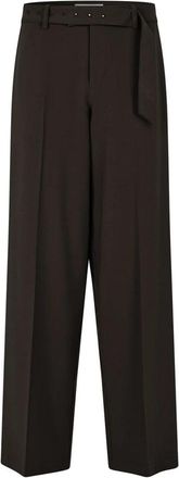 Mbym Vianni-M Broek - Dames - Wijde Broeken - Zwart - XS - Leer - Broeken