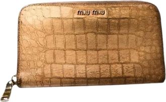 Miu Miu Pre-owned Leather Wallet - Dames - Vintage Accessoires - Bruin - ONE Size - Leer - Vintage