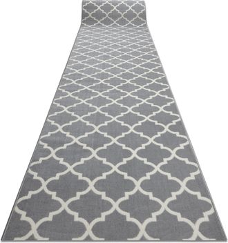 RugsX Rugsx - Alfombra De Pasillo Bcf Morad Trelis Espaldera Marroqu&iacute; Gris / Crema 100 Cm Grey 100x400 Cm