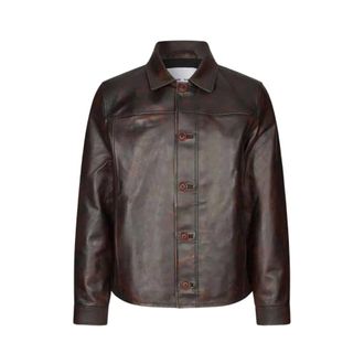 Sams&oslash;e & Sams&oslash;e Chaqueta de Cuero - Jackets - Hombre - Marr&oacute;n - XL