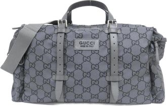 Gucci Black Dark Gray Polyester Boston Bag (Pre-Owned)
