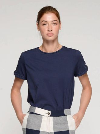 Vilagallo Ruffle Trim Tee In Azul