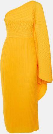 Solace London Yellow Crepe Drape Shoulder Lila Midi Dress