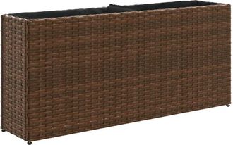 vidaXL Garden Planter with 2 Pots Brown 90x20x40 cm Poly Rattan vidaXL