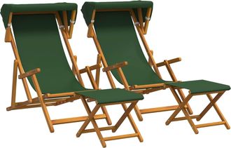 vidaXL Silla De Terraza 4 Pcs 3 Posici&oacute;n Madera De Eucalipto Maciza Vidaxl