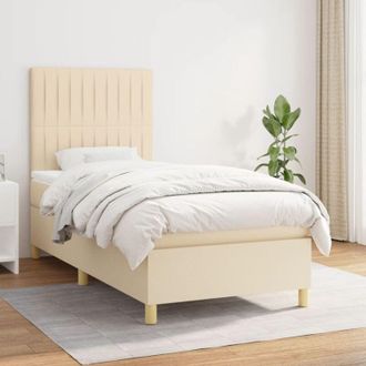 vidaXL Cama Box Spring Con Colch&oacute;n Tela Color Crema 80x200 Cm Vidaxl