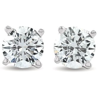 Pompeii3 4.03 cttw Round Cut Diamond Studs 14k White Gold