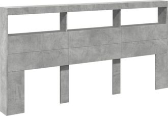 vidaXL Cabecero de cama con luz led gris hormigón 200x17x102 cm Vidaxl