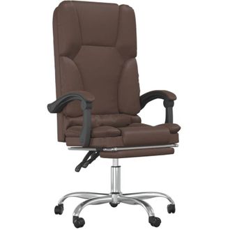 vidaXL Silla De Oficina Reclinable Masaje Cuero Sint&eacute;tico Marr&oacute;n Vidaxl