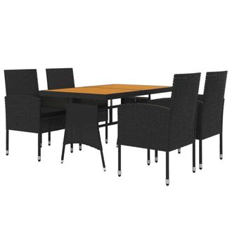 vidaXL Juego De Comedor De Jard&iacute;n 5 Piezas Rat&aacute;n Sint&eacute;tico Negro Vidaxl