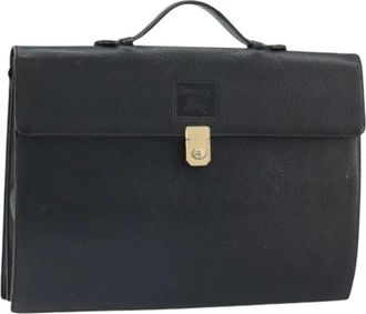 Burberry Pre-owned Handbags, female, Black, Size: ONE SIZE Pre-owned Leather Briefcase