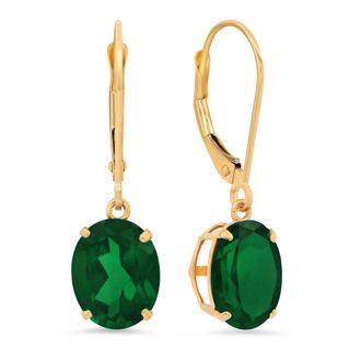 MAX + STONE 14K Yellow Gold 8X10mm Oval Gemstone Dangle Earrings