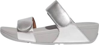 FitFlop Womens Lulu Adjustable Leather Slides In Silver