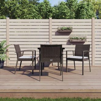 vidaXL Vidaxl - Juego Comedor Jard&iacute;n 5 Piezas Y Cojines Rat&aacute;n Sint&eacute;tico Y Acero