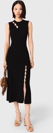 Maje Cutaway Rib Knit Maxi Dress - Black - Maje