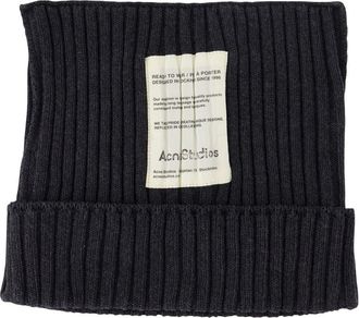 Acne Studios Unisex C40396-Afk Ribbed Cotton Beanie Gray