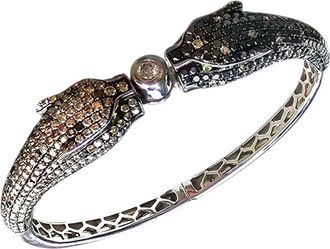 Bespoke Pave Set Black And White Diamond Panther Bangle