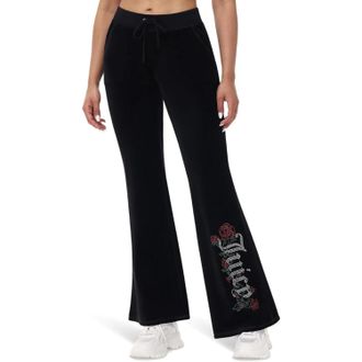 Juicy Couture Heritage Track Pants Women Black Boot Cut Activewear GBO3760