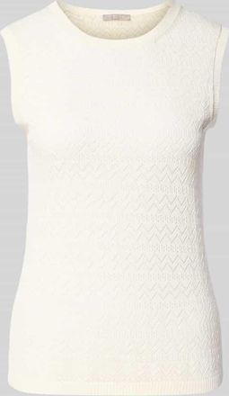Christian Berg Stricktop mit Rundhalsausschnitt in Ecru, Größe 36