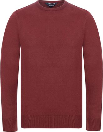 Kensington Eastside Badger Mens Crew Neck Knitted Jumper - Zinfandel - XXL