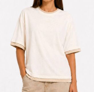 Aya Muse Double Layer T-Shirt In Khaki Tan