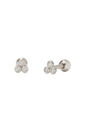 Made by Mary CZ Bezel Trinity Stud Earrings in Silver at Nordstrom