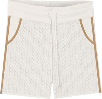 MC2 Saint Barth Azure Cable-Knit Shorts - Dames - Bermuda - Wit - XS - Wol - Korte Broeken