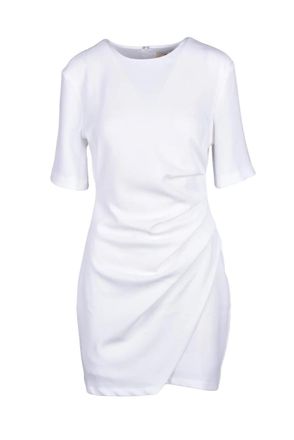 Aniye By White Ruched Polyester Elastane Sheath Dress