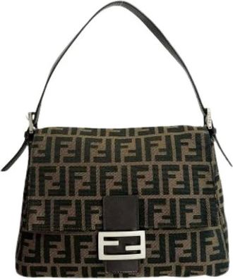 Fendi Pre-owned Shoulder Bags, female, Brown, Size: ONE SIZE Pre-owned Vintage Canvas Shoulder Bag