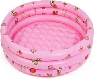 No Brand Piscina Infantil Hinchable Rosa Con Estampado De Animales Marinos, 3 Anillos De Aire/fondo De Burbujas, Dimensiones 100x35cm. Piscina De Juego De Pvc 