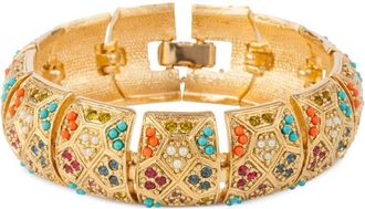Susan Caplan Vintage 1980s DOrlan stone-embellished bracelet - women - 22kt Gold Plated Brass/Swarovski Crystal/Turquoise - One Size