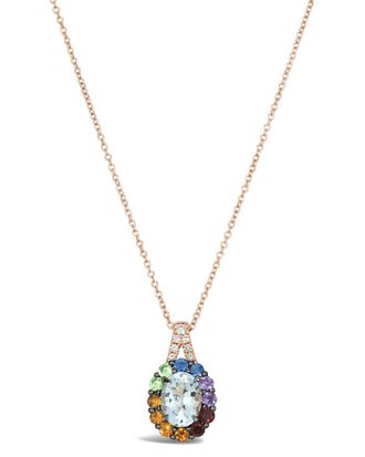 Le Vian 14K Rose Gold 0.13 Ct. Tw. Diamond & Aquamarine Pendant