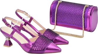 Generic Women Pointed Toe Rhinestoness Nigerian Shoe Bag Set Italy Party Shoes Set